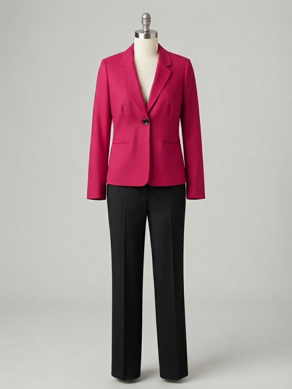 Le Suit Hot Pink Blazer with Black Pants